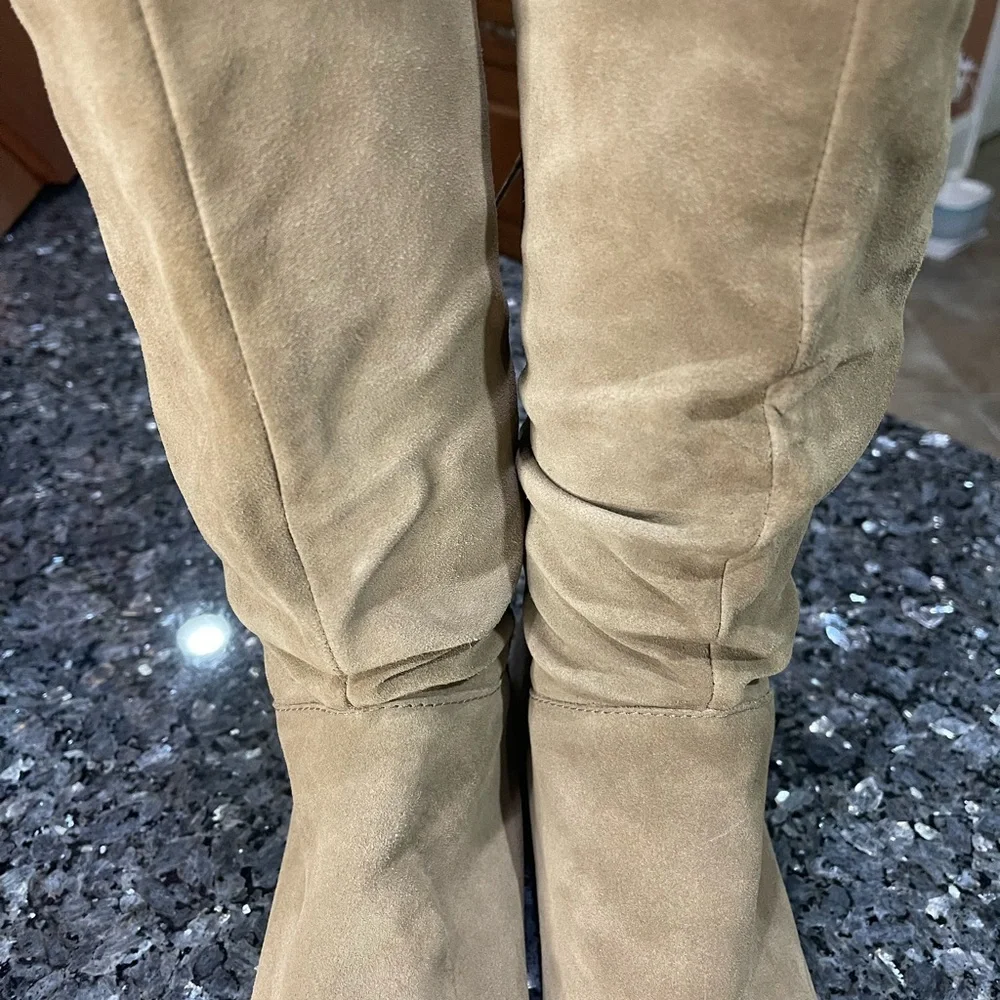 White Mountain Franklin Tan Suede Lace-Up Mid Calf Boots Size 10 - Picture 7 of 9